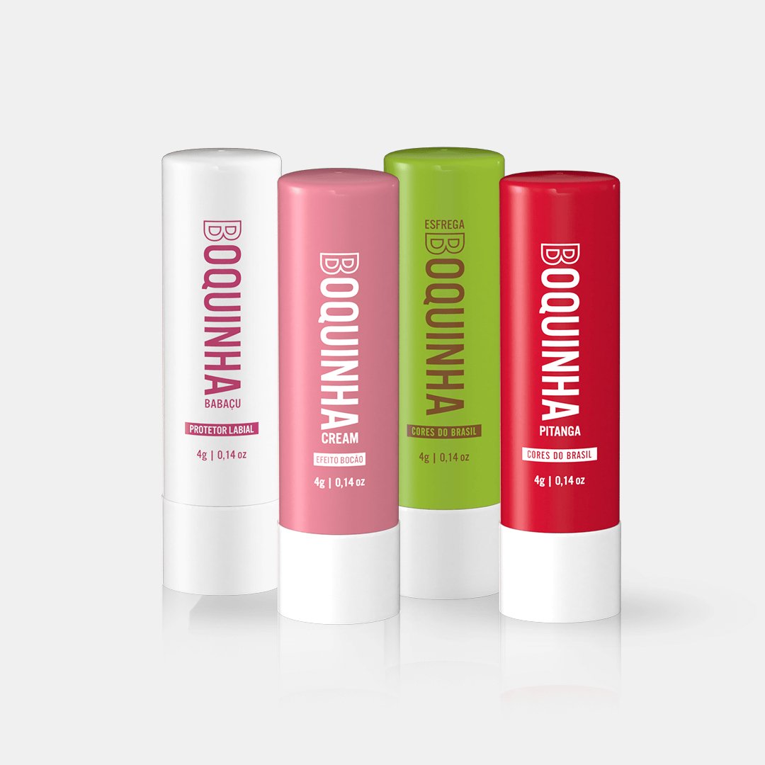 Kit Boquinhas: Esfrega + Preenchedor + Proteção UV + Boquinha Pitanga