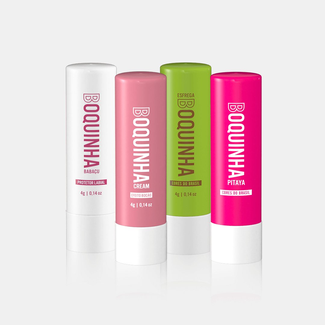 Kit Boquinhas: Esfrega + Preenchedor + Proteção UV + Boquinha Pitaya
